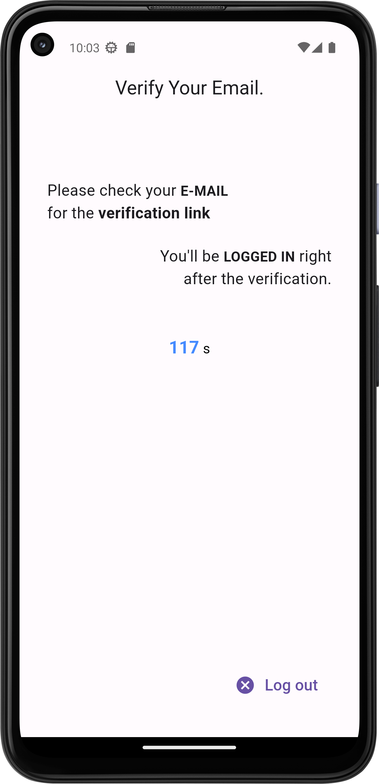 Verify Email Screen